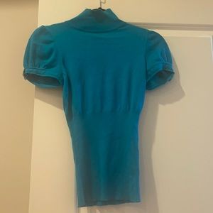 Express short sleeve turquoise women’s sweater